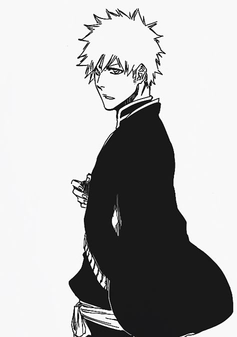 Bleach - Kurosaki Ichigo. Ichigo Kurosaki Manga, Rukia Ichigo, Studio Ghibli Wallpaper, Ulquiorra Schiffer, Ichigo Manga, Poses Manga, Bleach Drawing, Tite Kubo, Byakuya Kuchiki