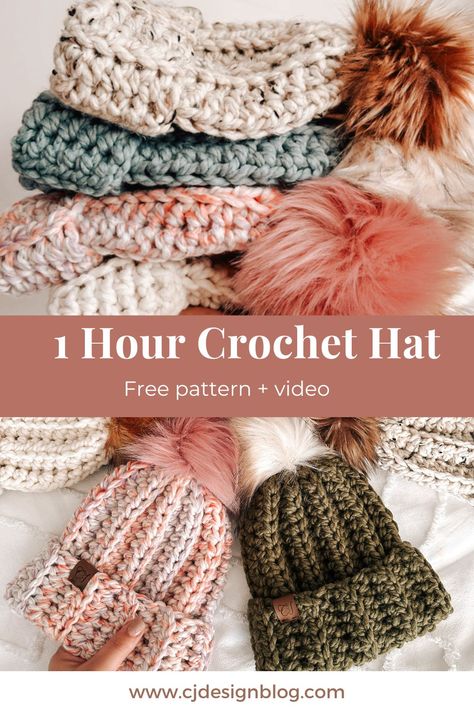 One Hour Crochet Hat Free Pattern, Size 6 Yarn Crochet Hat Patterns Free, Crochet Hat 6 Yarn, Wool Hat Crochet Pattern, Crochet Hats Women, Chunky Hats Crochet, Size 5 Yarn Crochet Hat, Crochet Ladies Hat, Crochet Hat And Gloves