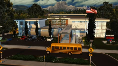 Sims 4 School Build, Sims 4 Cc Highschool, Copperdale High School Sims 4, Sims 4 Copperdale High School, Sims 4 Highschool Build, Sims 4 High School Building, Sims 4 Cc High School, Sims 4 High School Cc, Sims 4 Highschool