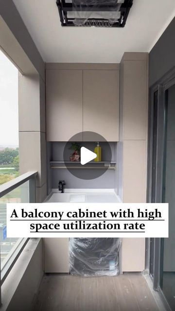 Laundry Room Ideas Small Balcony, Utility In Balcony, Balcony Laundry Area, Laundry At Balcony, Balcony Cabinet Ideas, Balcony Utility Ideas, Balcony Laundry Ideas, Utility Area Ideas, Utility Area Ideas Indian