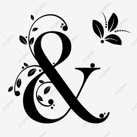 Floral Ampersand Tattoo, Tattoo Ampersand, Fancy Ampersand, Ampersand Tattoo, Ampersand Decor, Tea Sign, Ampersand Design, Nature Symbols, Font Effect