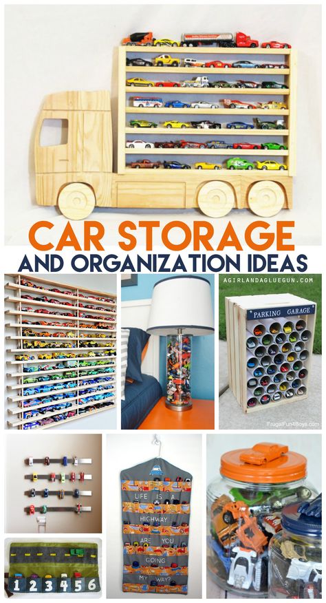 car storage and organization ideas #organize Train Bedroom, Hot Wheels Storage, Toy Car Storage, Car Table, Old Crates, Potty Train, Car Organization, Boys Rooms, Ways To Organize