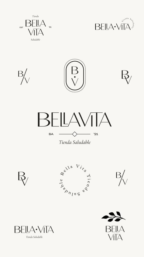 Logo Collection | Branding Identity for Bella Vita, a passion proyect for a natural food shop based at Palermo, Buenos Aires. Packed with a elegant and sophisticated mood, they offer a wide range of national and imported high-end gourmet products. Giving you a new way of eating with unique, exotic and global flavours that now you can get to you home. High End Restaurant Branding, Logo Sophisticated, Bv Logo, High End Logo, Sophisticated Logo Design, Mm Logo, Sophisticated Logo, Jewelry Logo Design, Business Fonts