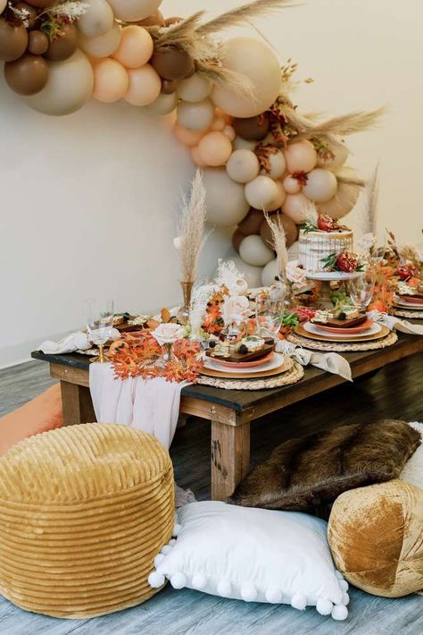 Boho Friendsgiving Thanksgiving/Fall Party Ideas | Photo 1 of 7 | Catch My Party Friendsgiving Picnic, Boho Friendsgiving, Luxe Picnic, Boho Thanksgiving, Fall Party Ideas, Quarantine Party, Thanksgiving Birthday Parties, Trends In 2023, Friendsgiving Decorations