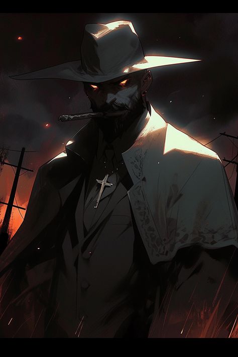 Priest Gunslinger, Gunslinger Priest, Evil Priest Art, Gunslinger Warlock, Black Gunslinger, Aasimar Sorcerer, Western Anime, Vampire Masquerade, Dark Warrior