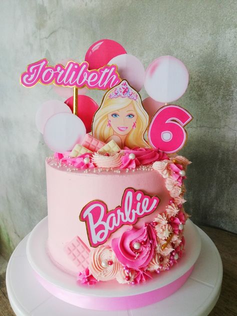 Barbie 4th Birthday Cake Ideas, Barbie Cake 3rd Birthday, Barbie Cake 6th Birthday, Character Cakes For Girls Birthday, Barbie Cake With Doll, Barbie Cake Ideas Birthdays Pink, Barbie Movie Birthday Cake, Barbie Cake 5th Birthday, Cake Designs For Girls Kids