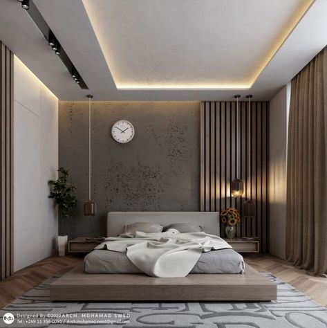 Home decor cozy bedroom ideas Grey False Ceiling, Master Room Modern, Wallpaper Design For Bedroom, Unique Bedroom Design, Nails Home, Hotel Room Design, Minimalist Bedroom Design, Bedroom False Ceiling Design, Ceiling Design Bedroom