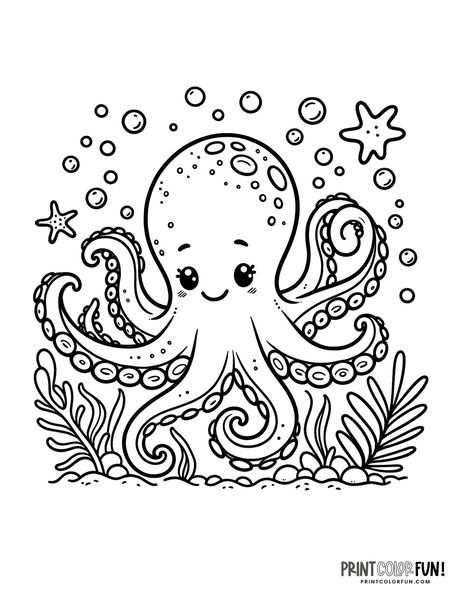 Octopus Coloring, Octopus Coloring Page, Airplane Coloring Pages, Ocean Coloring Pages, Octopus Drawing, Kid Coloring Page, Cute Octopus, Drawing Clipart, Learn Crafts