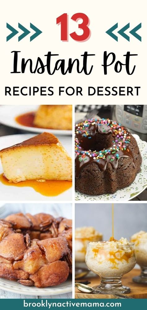 These instant pot desserts are so easy to make and will satisfy your sweet tooth! Making sweets in the pressure cooker has never been easier! Keto Instant Pot Desserts, Instant Pot Cookies, Easy Instapot Desserts, Instant Pot Dessert Recipes Easy, Insta Pot Dessert Recipes Easy, Instant Pot Baking Recipes, Instant Pot Deserts, Insta Pot Desserts Recipes, Instant Pot Desserts Easy