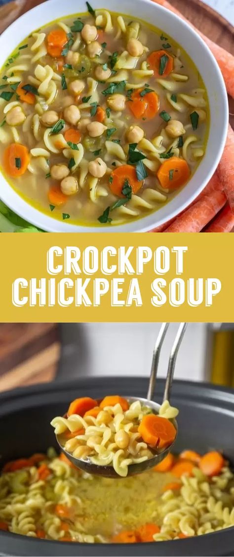 Crock Chicken, Chickpea Noodle Soup, Veggie Noodle Soup, Chickpea Noodle, Vegetable Soup Crock Pot, Vegan Chicken Noodle Soup, Vegetable Noodle Soup, Chicken Noodle Soup Crock Pot, Vegan Crockpot