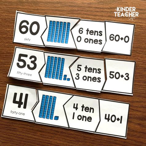 Place value puzzle Place Value Games, Number Sense Kindergarten, Decomposing Numbers, Math Graphic Organizers, Math Centers Middle School, Math Talk, Math Center Activities, Tens And Ones, Kindergarten Math Activities