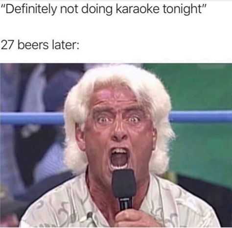 Drunk Memes, Drunk Humor, Ric Flair, Memes Of The Day, Music Memes, Pro Wrestling, Best Memes, Karaoke, Trending Memes