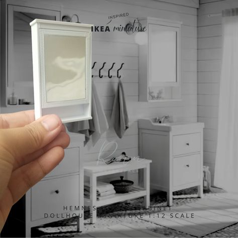 STL file Miniature IKEA-inspired Hemnes Mirror Cabinet Furniture, Furniture for Ikea Dollhouse 1:12・3D printable model to download・Cults 3d Print Dollhouse Furniture, Hemnes Mirror Cabinet, Ikea Doll House, Mini House Furniture, Ikea Doll, Ikea Dollhouse, Dollhouse Cabinet, Dollhouse Bathroom, Barbie Doll Accessories