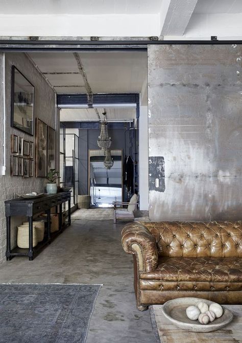 Cape Town Apartment, Polished Concrete Kitchen, Town Apartment, Polished Cement, 1930s House, Kitchen Surfaces, Rustic Wood Walls, Elle Decoration, Style Loft