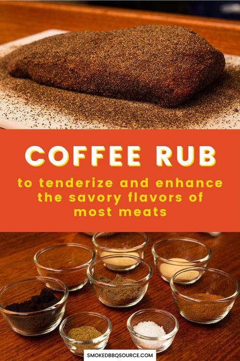 Bbq Pork Rub, Coffee Rub Recipe, Coffee Rubbed Steak, Bbq Rub Recipe, Coffee Rub, Smoked Bbq, Dry Rub Recipes, Meat Rubs, Pork Rub