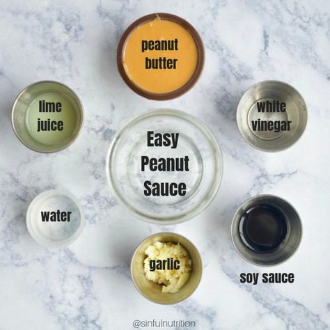 5 Ingredient Easy Peanut Sauce - Sinful Nutrition Simple Peanut Sauce, Plant Based Dressing, Vegan Peanut Sauce, Asian Peanut Sauce, Easy Peanut Sauce, Clean Eating Menu, Peanut Sauce Recipe, Peanut Butter Sauce, Yummy Salad Recipes