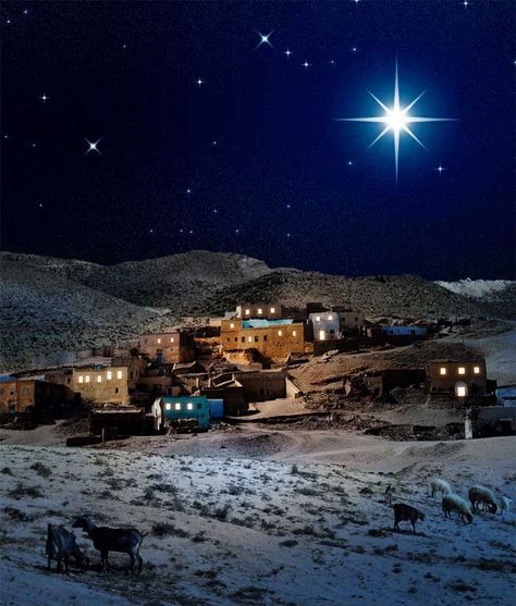 Ancient Bethlehem, Christmas Night Sky, Christmas Nativity Scene Diy, Christmas Stage Design, Nativity Scene Diy, Outdoor Christmas Diy, Bethlehem Christmas, Church Christmas Decorations, Christmas Stage