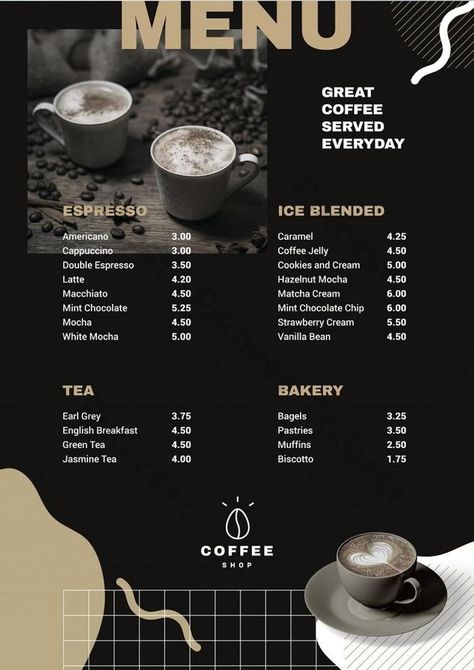 business,menu,coffee,template,restaurant,shop,drink,energy,coffee,shop,lifestyle,,beverage Coffee Menu Ideas, Coffee Menu Design Ideas, Menu Coffee Design, Beverage Menu Design, Cafe Menu Ideas, Coffee Shop Menu Design, Green Tea Muffins, Coffee Template, Coffee Menu Design