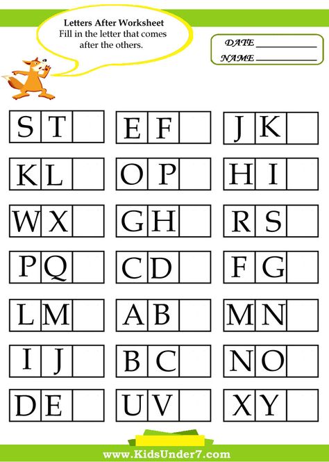 Before and After Worksheets Help teach kids about the concepts of before and after with this collection of before and after worksheets. ... After Letter Worksheet, Worksheets For Senior Kg, Senior Kindergarten Worksheets, Before And After Alphabets Worksheet, Before And After Letters Worksheets, Kg Worksheets, Spring Math Worksheets, Rhyming Worksheet, Sequencing Worksheets