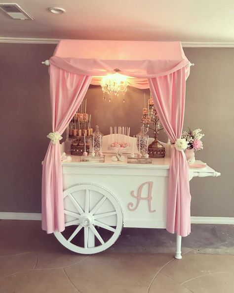 Foot prints baby shower Baby Shower Party Ideas | Photo 2 of 5 Candy Cart Decoration, Foot Prints Baby, Champagne Cart, Wedding Candy Cart, Candy Buffet Baby Shower, Sweet Cart, Candy Car, Deco Ballon, Sweet Carts