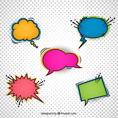 Five color dialog balloons for comic Free Vector Bubble Message, Dialogue Balloon, Comic Strip Template, Dialogue Bubble, Bubbles Design, Talk Bubble, Comic Bubble, Marvel Comics Covers, American Girl Doll Furniture