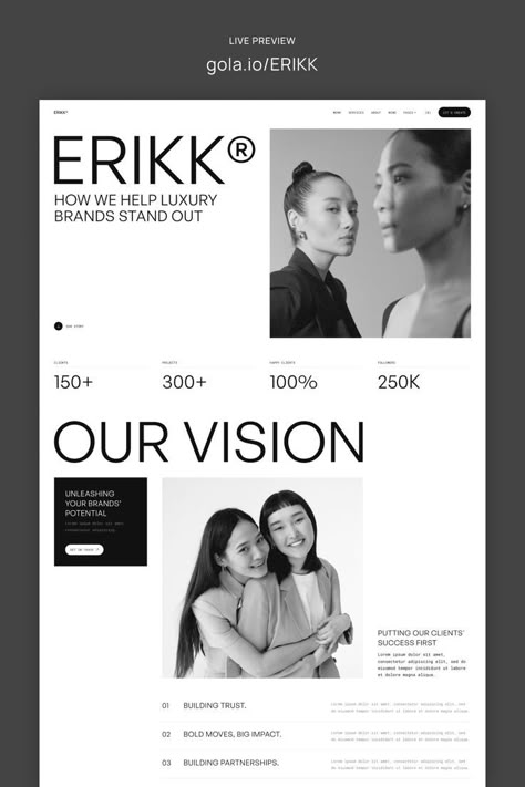 Erikk Portfolio Webflow Template is versatile and suitable for a range of uses, including creative agencies, design studios, freelancers, and personal portfolios. Creative Portfolio Website, Creative Agency Website, Travel Website Design, Ui Design Principles, Agency Website Design, Web Portfolio, Portfolio Website Template, Portfolio Website Design, Webpage Design