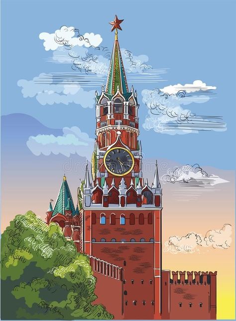 Red Square Moscow, Diy Photo Book, Simple Building, Russia Travel, Russian Culture, Red Square, Vector Hand, Hand Drawing, Moscow Russia