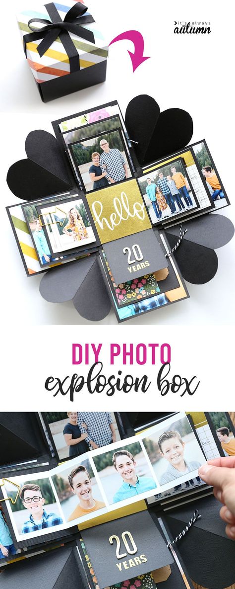 Learn how to make this cool DIY explosion box.  Perfect gift for Mother's Day, Father's Day, or an anniversary. #explosionbox #boyfriendgift Explosion Box Ideas, Diy Exploding Box, Crafts By Month, Exploding Gift Box, Photo Crafts, Diy Tumblr, Diy Gifts For Him, Exploding Boxes, Cadeau Photo