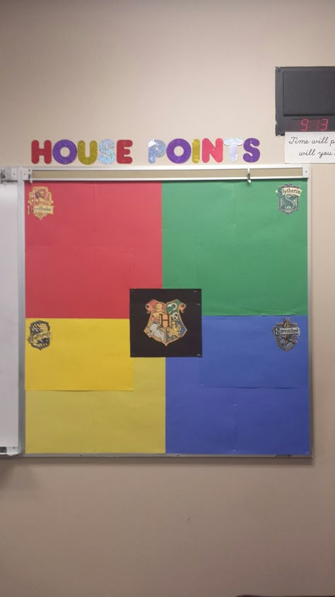 House points House Chart Ideas For Classroom, Hogwarts Transfiguration Classroom, House Points Display School, Hogwarts Charms Classroom, Muggle Studies Classroom, Harry Potter House Points Classroom, Harry Potter Graduation, Harry Potter Teachers, Harry Potter Classroom Theme