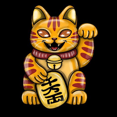 Cute animal illustration Lucky Cat Painting, Cute Lucky Cat, Maneki-neko, Lucky Japanese Cat, Japanese Lucky Cat Illustration, Cute Animal Illustration, Maneki Neko, Lucky Cat, Cat Design