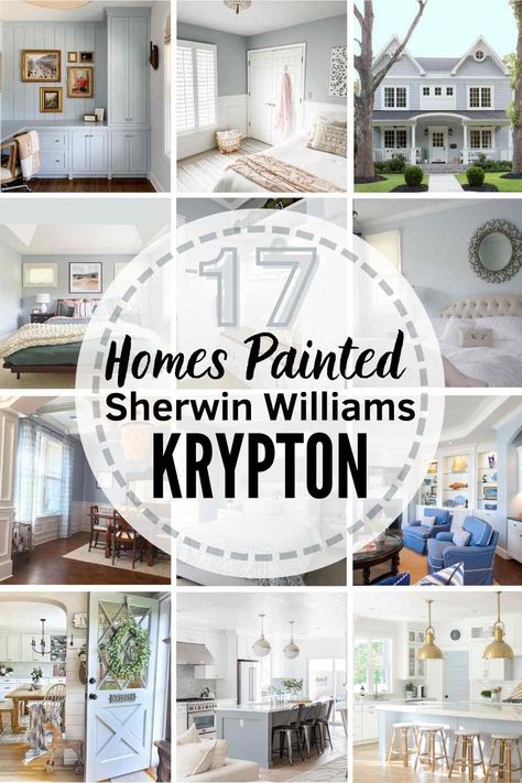 Is Sherwin Williams Krypton the cool, spa-like blue you've been looking for? Learn about undertones, coordinating colors, and alternate shades see it in 17 REAL HOMES! #krypton #sherwinwilliams #sherwinwilliamskrypton #kryptonblue #kryptonkitchencabinets #kryptonlivingroom #kryptonbathroom #kryptonbedroom Drift Of Mist, Sherwin Williams Snowbound, Sherwin Williams White, Mist Color, Sherwin Williams Gray, Dark Grey Walls, Blue Gray Paint, Repose Gray, Color Study