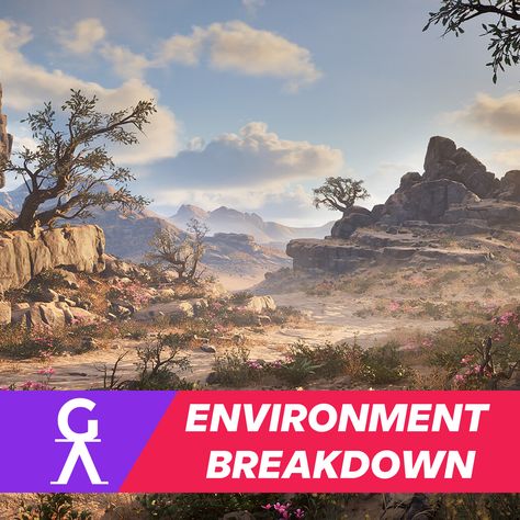 Desert Environment Concept Art, Desert Foliage, Desert Outpost Concept Art, Rocky Environment, Blockout 3d Environment, Horizon Zero Dawn Environment, Desert Scene, Desert Environment, 3d Environment