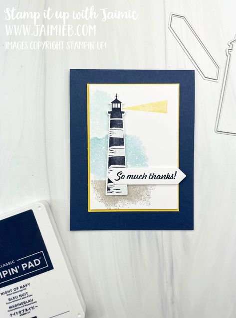 Stampin Up Lighthouse, Lighthouse Point, Beach Cards, Bird Stamp, The Lighthouse, Ink Stamps, Masculine Cards, Stamping Up, Simple Cards