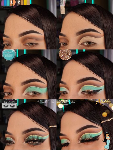 Jazmín, princesa, Aladin , maquillaje Egyptian Make Up, Princess Jasmine Makeup, Jasmine Makeup, Aladdin Jr, Disney Princess Makeup, Makeup Ojos, Makeup Pictorial, Princess Makeup, Disney Makeup