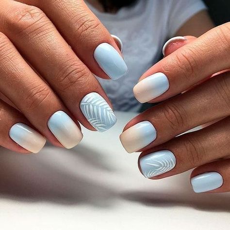 30 Beautiful Summer Nails You Will Fall In Love With - LynSire Rounded Acrylic Nails, Light Colored Nails, Light Nails, Ombre Acrylic Nails, Ombre Nail Designs, Square Acrylic Nails, Manicure Y Pedicure, Cool Nail Designs, Short Acrylic Nails