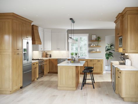 Natural Wood Cabinets | Fabuwood Cabinetry Wood Shaker Cabinets, Fabuwood Cabinets, Used Kitchen Cabinets, Top Kitchen Cabinets, Popular Kitchen Designs, Bold Kitchen, Staining Cabinets, Brown Cabinets, New Kitchen Cabinets