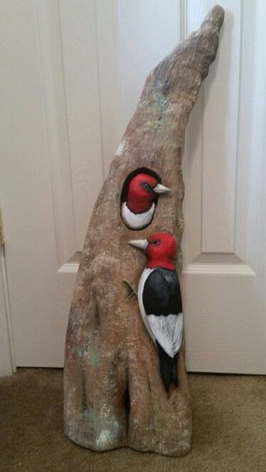 Cypress Knees, Woodpeckers, Cypress Trees, Cyprus, Wood Carving, Hand Carved, Carving, Paintings, Wood