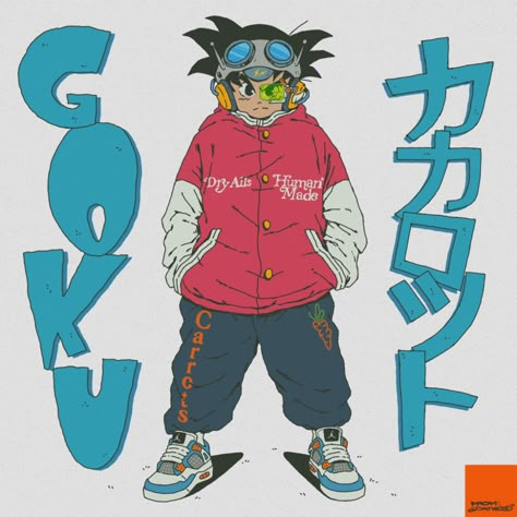 Goku Outfit, Character Street Art, Anime Streetwear, Human Made, Bad Kids, Dragon Ball Goku, Cyberpunk Art, Hand Art Drawing, Dragon Ball Art