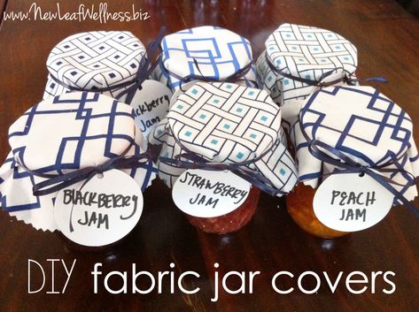 Fabric Jar Covers, The Family Freezer, Jar Lid Cover, Jar Toppers, Family Freezer, Diy Jelly, Canning Jar Labels, Jar Covers, Canning Jar Lids