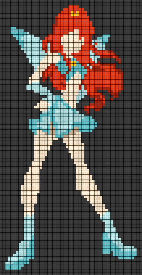 Winx Club Fairy, Princess Portrait, Easy Pixel Art, Pixel Art Templates, Pixel Drawing, Pixel Crochet, Pix Art, Pixel Art Grid, Tapestry Crochet Patterns