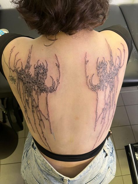 back tattoo, mirrored Back Tattoos, Back Tattoo, Tattoos And Piercings, Body Goals, Piercings, Candy, Tattoos