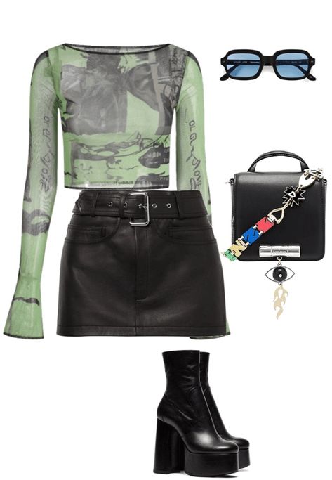 Green Concert Outfit Ideas, Bratz Doll Outfits Inspiration, Bratz Dolls Aesthetic Outfits, Green Concert Outfit, Bratz Outfits Inspiration, Wallows Concert Outfit, Mia Rodriguez, Bratz Doll Outfits, Outfit Polyvore