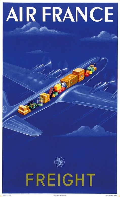 Air France Print was designed in Paris by Atelier Perceval as an advertisement for the venerable airline. Transport Illustration, Airplane Poster, On The Wings Of Love, Vintage Airline Posters, Aviation Posters, Transportation Poster, Airline Travel, Vintage Airlines, Air Cargo