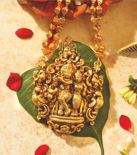 Radha Krishna pendent Krishna Pendent, Temple Jewelery, Antic Jewellery, Hindu Jewelry, Gold Necklace Indian Bridal Jewelry, Antique Jewelry Indian, Gold Pendant Jewelry, Wedding Jewellery Collection, Antique Gold Jewelry