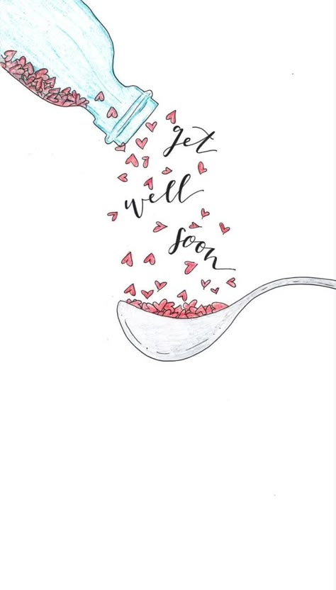 Healing Cards Get Well, Get Well Soon Painting Ideas, Feel Well Soon, Hand Drawn Get Well Cards, Get Well Doodle, Get Well Soon Lettering, Get Well Soon Drawings Ideas, Get Well Soon Greeting Cards, Feel Better Drawings