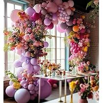 Wildflower Party Theme, Pastel Balloon Arch, Purple Balloon Garland, Lavender Balloons, Wildflower Birthday Party, Lilac Balloons, Wildflower Party, Pearl Balloons, Purple Balloon