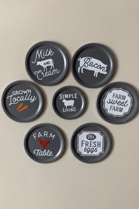 Upcycle Mason Jar Lids, Things To Do With Mason Jar Lids, Repurposed Canning Lids, Glass Canning Jar Lids Craft Ideas, Ball Jar Lids Crafts, Old Canning Lids Repurposed, Can Lids Ideas, Used Canning Lid Crafts, Canning Lids Craft