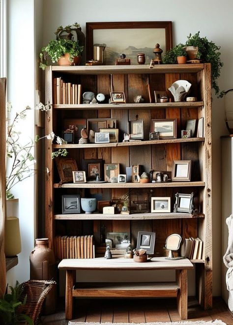 Homemade Bookshelves, Bookshelves Aesthetic, Reclaimed Wood Shelves, Stories To Tell, Eco Friendly Home, A Barn, Eco Friendly House, Nature Indoors, If Only