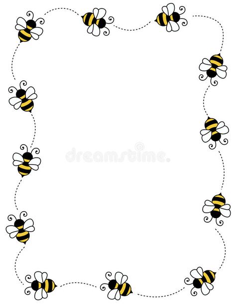 Illustration about Cute bees on white background page border / frame / corner. Illustration of flying, clip, background - 12202246 Bee Frame, Ladybug Frame, Bee Classroom Decor, Bee Themed Classroom, Bee Classroom, Bee Printables, Scrapbook Frames, Page Borders Design, Scrapbook Borders