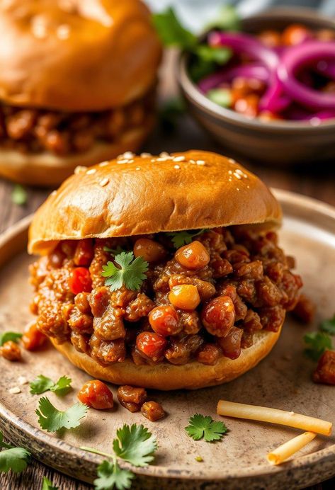 Lentil Sloppy Joes Vegan Lentil Recipes, Lentil Sloppy Joes, Cooking Red Lentils, Ube Recipes, Lentils And Quinoa, Zesty Salad, Tempeh Bacon, Vegan Lentil, High Protein Vegan Recipes